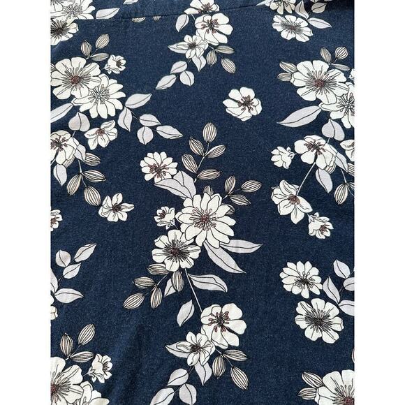 Loft Outlet Womens Navy and White Floral Stretch Short Sleeve Swing Dress Sz XL - Picture 6 of 8